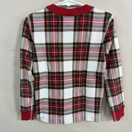 110cm Size 5 Hanna Andersson Red White Green Plaid Pajama Top Only - Picture 3 of 3
