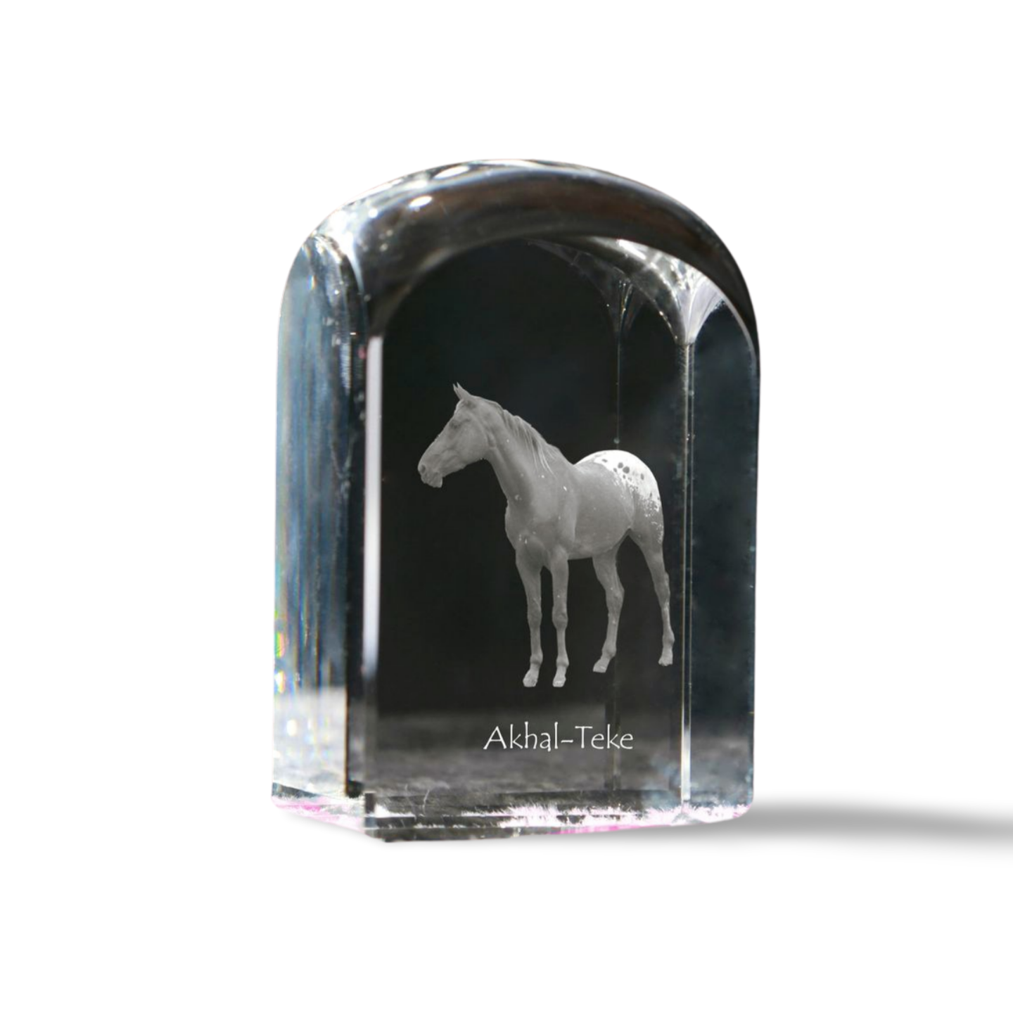Akhal-Teke - crystal cube with a photo| photo of a horse in crystal| cubic paper