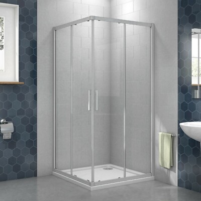 Duschkabine Duschabtrennung Eckeinstieg Echtglas Schiebetür Dusche Duschwand 185