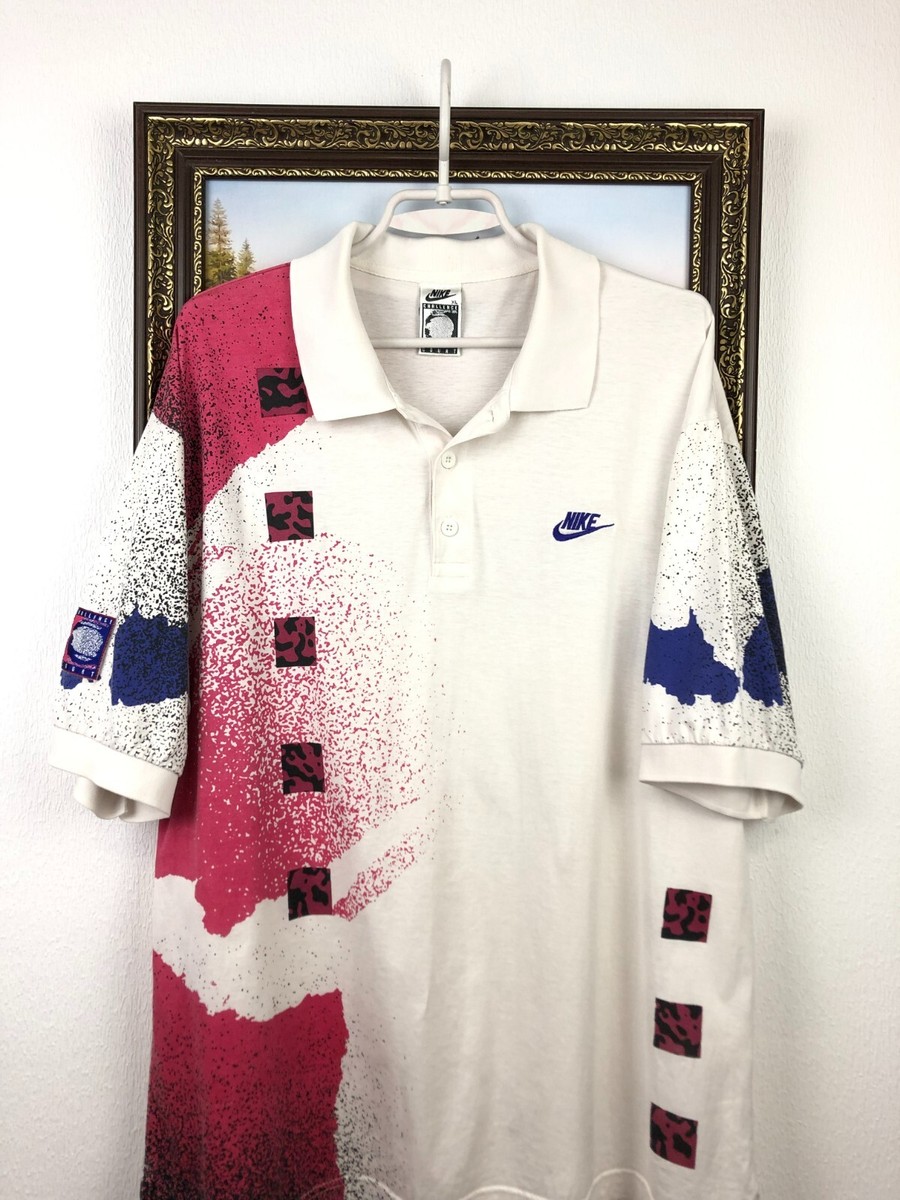 貴重 90s vintage NIKE アンドレアガシモデル 刺繍ロゴ シャツ Vintage 90' Nike Challenge Court Shirt Andre Agassi Jersey Mens
