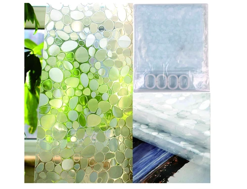 EVA Clear Thin Shower Curtain Liner 3D Pebble Pattern Bathroom Shower Curtain - Picture 9 of 11