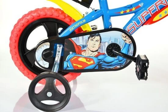 Bicicleta de ciclismo de ruedas Dino Superman para niños de 12" de una sola velocidad - azul roja - Imagen 4 de 4