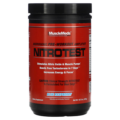 Nitrotest, Androgenic Pre-Workout Amplifier, Blue Raspberry, 16.72 oz (474 g)