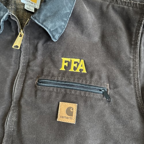 Vintage Carhartt Detroit Full Zip Jacket Blanket Lined J97 DKB Chocolate Fade L - Picture 2 of 12