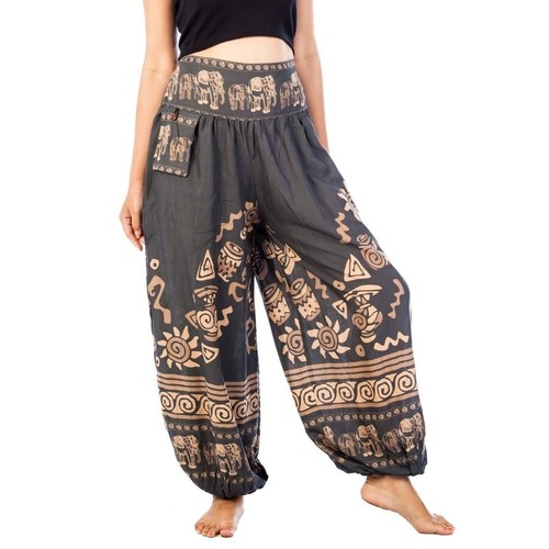 Women's Thai Elephant Harem Pants Gray 