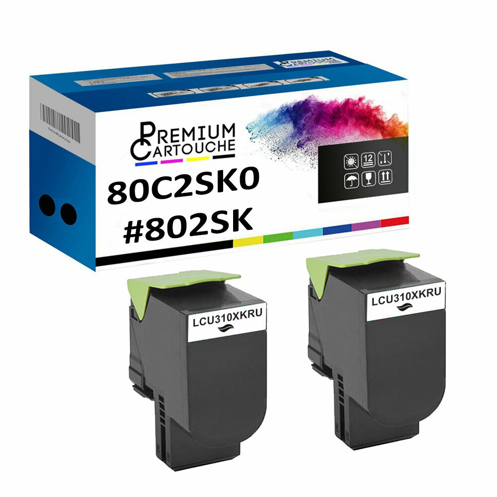 Double cartouche toner 80C2SK0 noir à haute capacité pour des textes d'une grande netteté