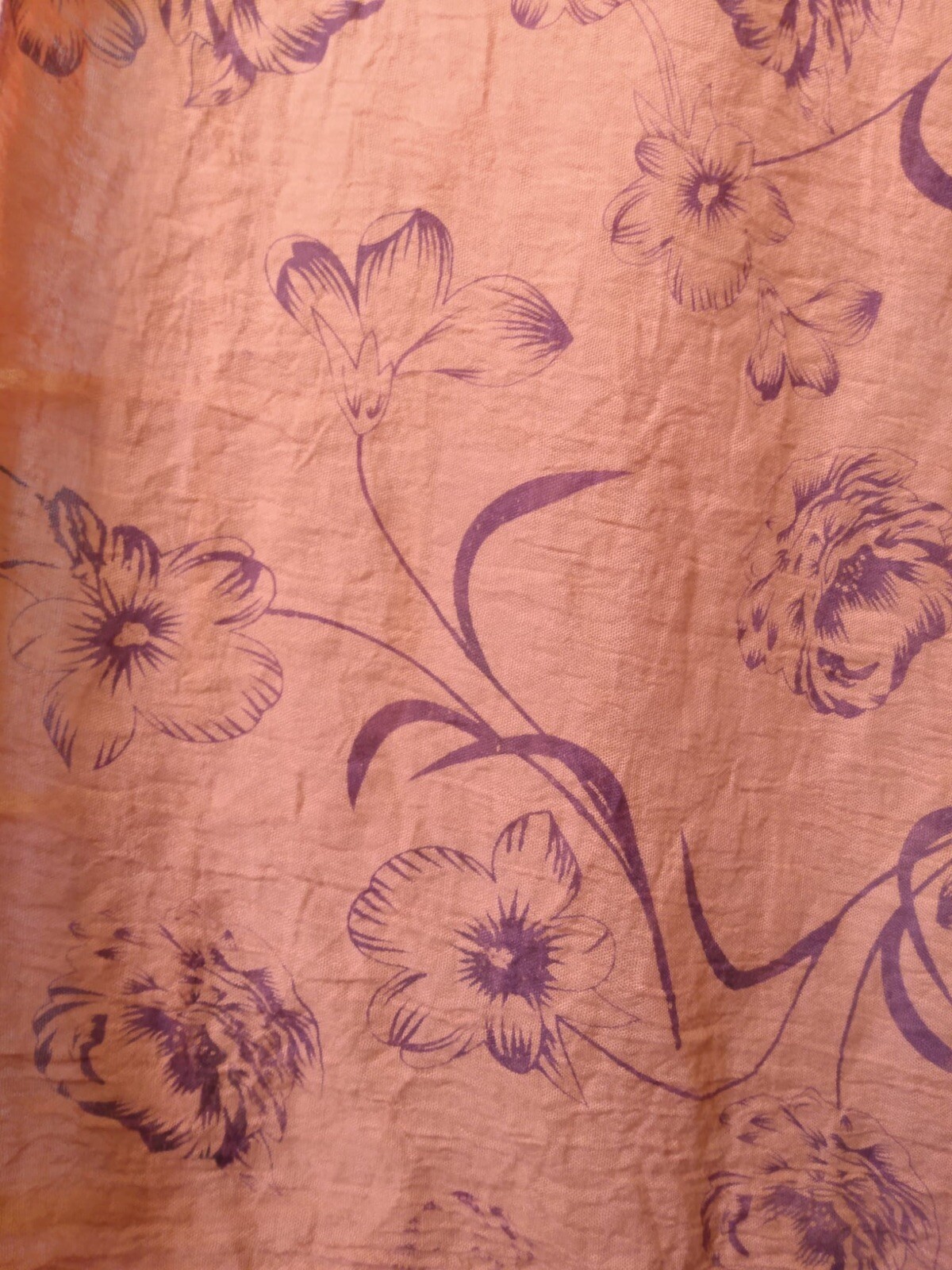 Large Floral Pattern Rectangular Scarf Shawl - Or… - image 5