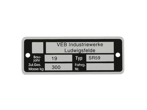 Typenschild (Aluminium) - für SR59 Berliner Roller - 第 1/1 張圖片