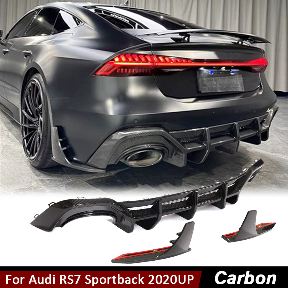 For Audi RS7 Sportback 2020UP DRY CARBON FIBER REAR BUMPER DIFFUSER LIP SPLITTER
