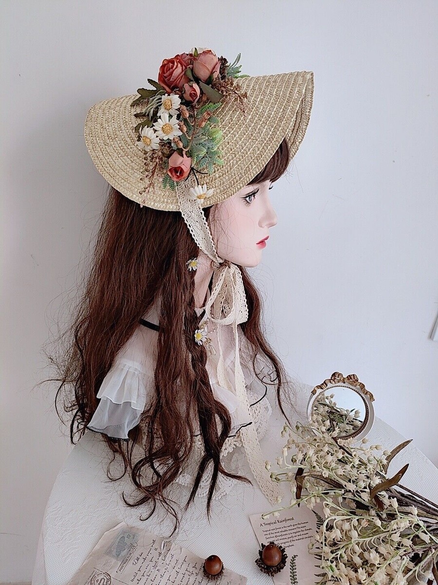 Victorian Women Bonnet with Florals Hat Cute Kids Hat Parent