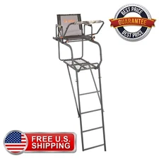 15.5' Tall Ladder Tree Stand with Mesh Seat Adjustable Rail Hunting Shoot Deer