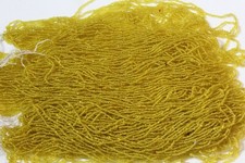 RARE Vintage/Antique Micro Seed Beads-17/0 Transparent Neutral Yellow Gold Hanks