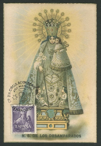 Spain 1954 25c VIRGIN OF THE ABANDONED No. 806 FDC FIRST DAY MAXIMUM POSTCARD
