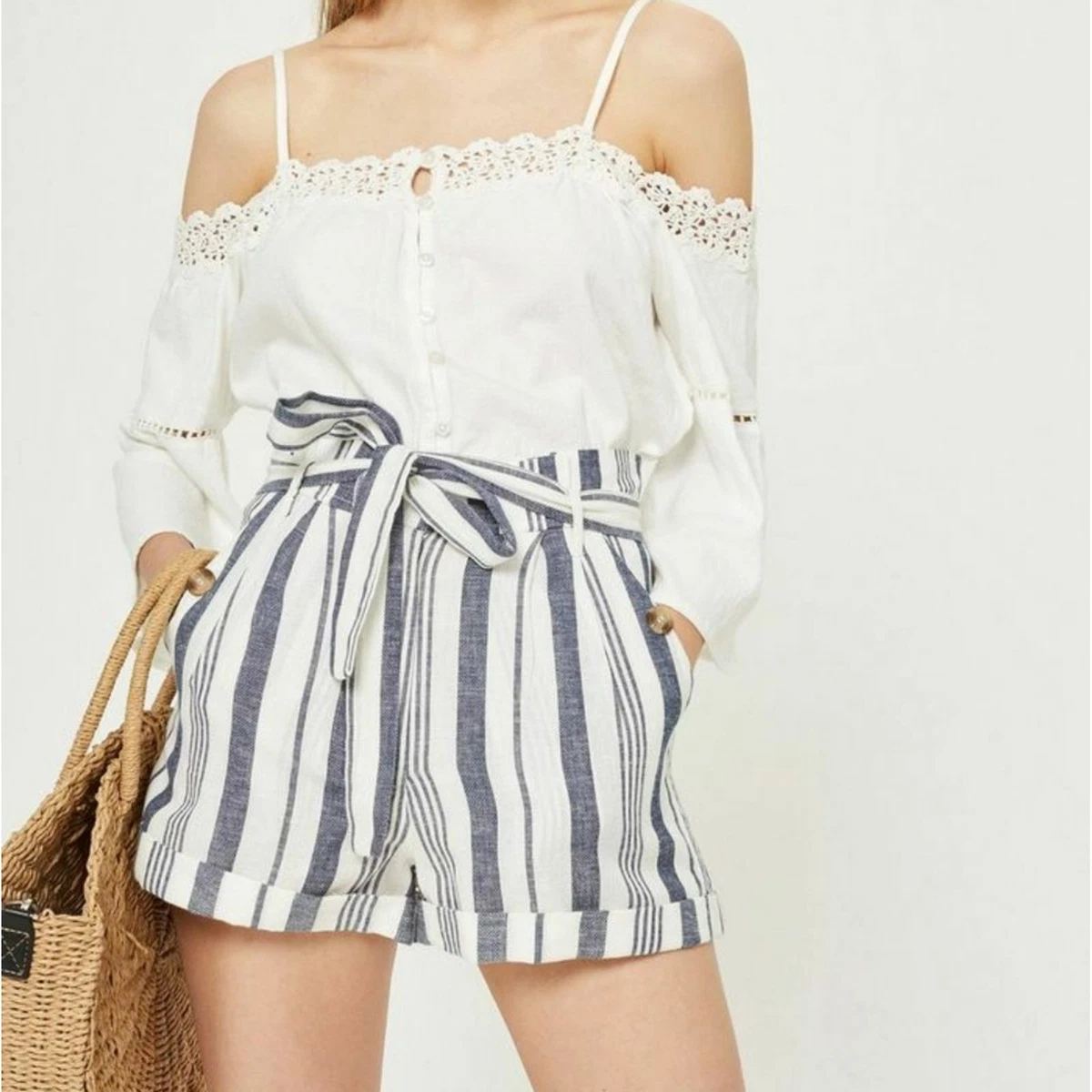 Topshop cheap striped shorts
