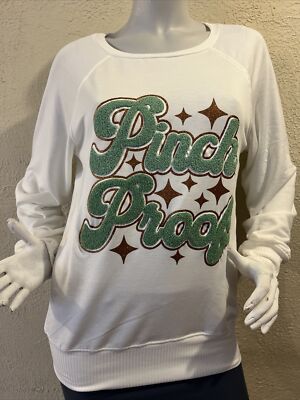 Cato Womens Plus Sportswear Tshirt Long sleeve Size Small White Green NEW