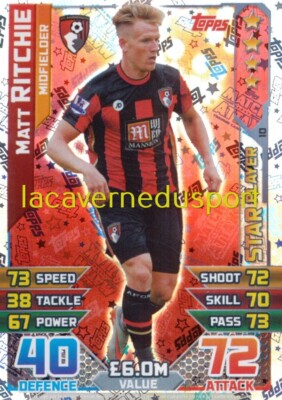 010 MATT RITCHIE # AFC BOURNEMOUTH TOPPS PREMIER LEAGUE 2015 2016 MATCH ATTAX