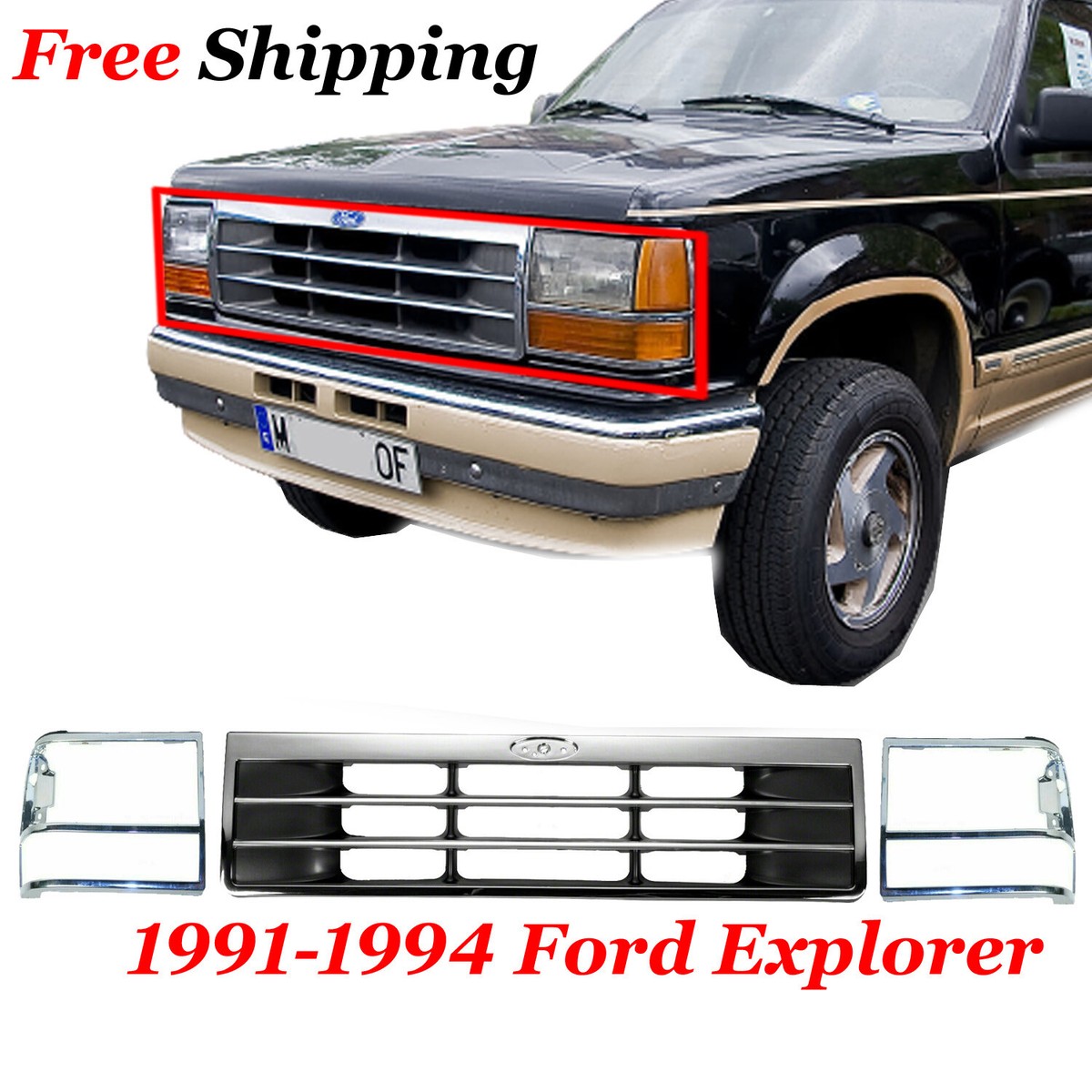 For 91-94 Ford Explorer 1989-1992 Ranger Front Grille Left & Right