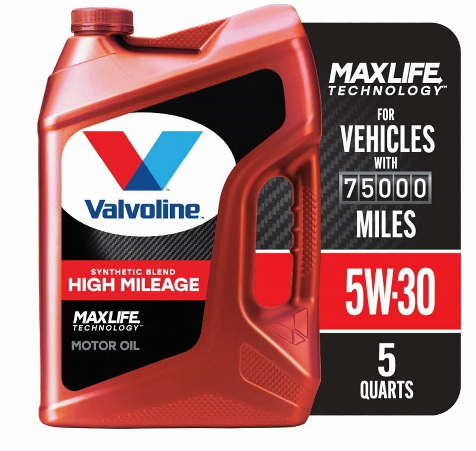 Paquete de 2 aceite de motor Valvoline alto kilometraje MaxLife 5W-30 mezcla sintética 5 cuartos de galón Foto 2 de 4