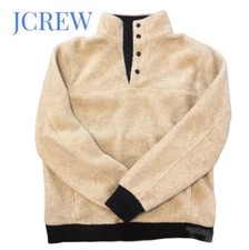 J. Crew Vintage Grizzly Fleece Pullover Tan & Blue Sz. XL Great Condition