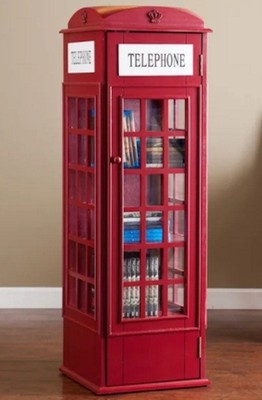 Phone Booth Cabinet Book Case Red Dr Who Storage Media Cd Shelves