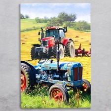 Tractors Ceramic Tile Picture Farm Plaque Sign Wall Art Macneil Studio 30x20cm