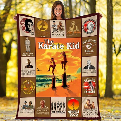 The Karate Kid Fleece Blanket  Daniel Larusso Mr Miyagi Throw Blanket For Bed