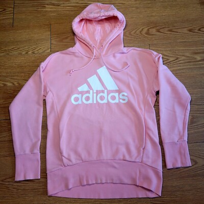 Adidas Women's Stripes Pullover Hoodie Size XS Pink/White