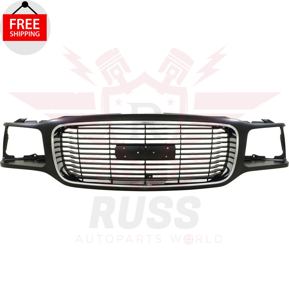 New Front Grille Chrome Shell Black Insert Fits 1992-2000 GMC Yukon GM1200447 - Imagem 2 de 4