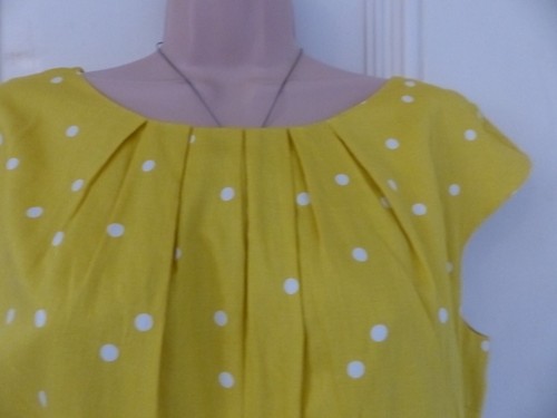 Gorgeous Boden UK14P fit and flare bright yellow dress, white dots, knee length - Picture 3 of 18