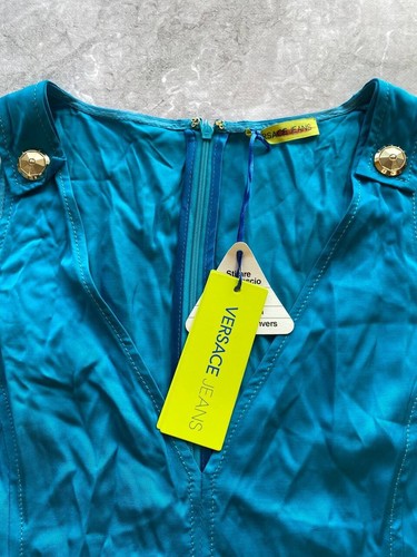 RRP 400€! New Versace Jeans Couture Blue Midi Dress Luxury Size M - Picture 4 of 15