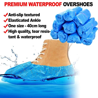 SUPERTOUCH 2000 Disposable Shoe Cover Blue Anti Slip Plastic Cleaning Overshoes Boot Safety