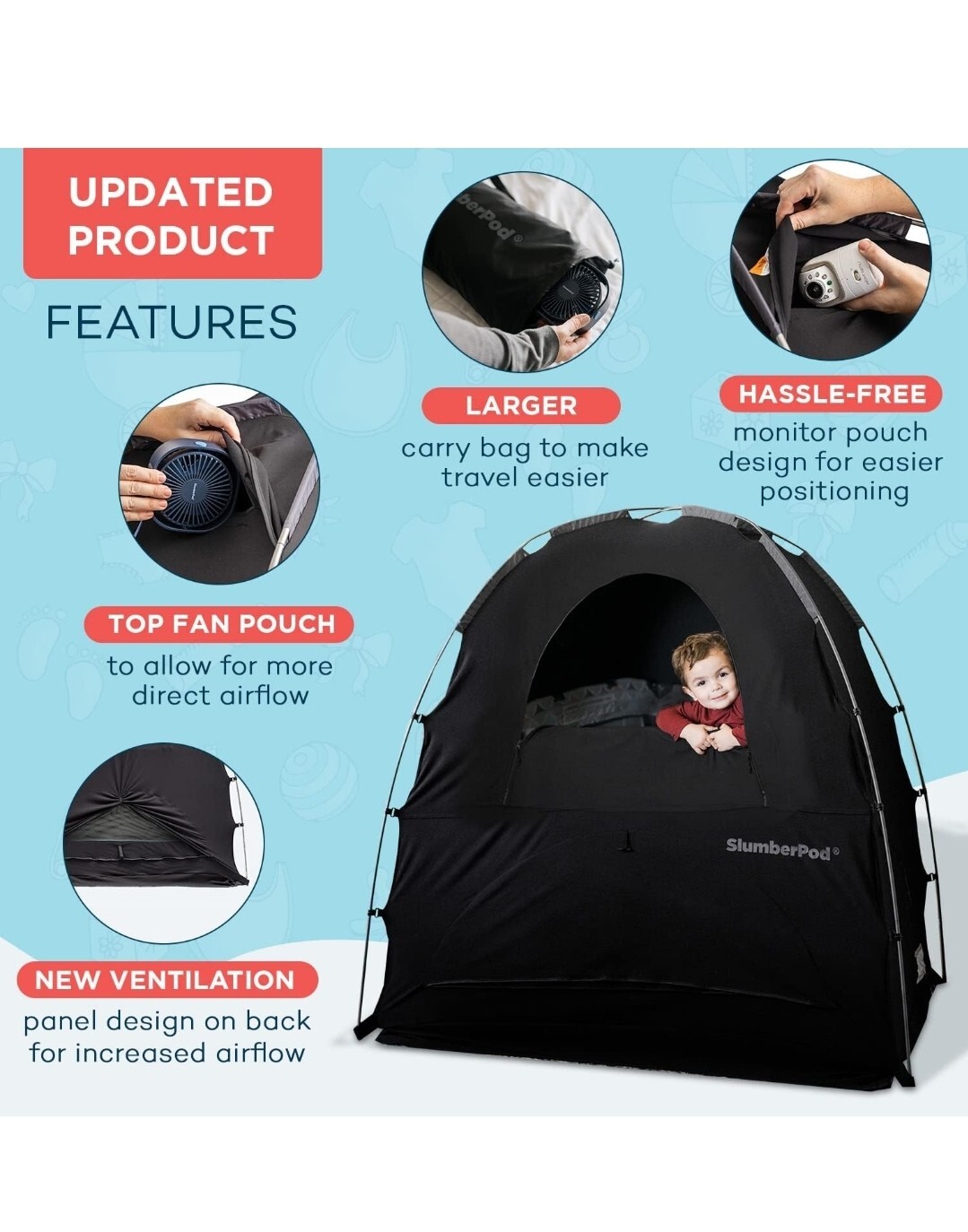 SlumberPod Portable Sleep Pod Baby Blackout Canopy Crib Cover for Age 4