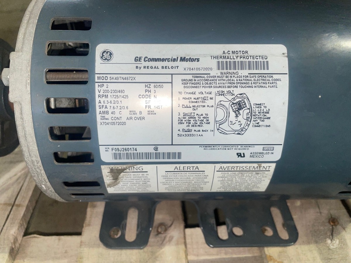 GE 2 HP Motor 5K49TN4672X MOT13032 FR 145T 208-230/460 3PH