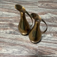MCM Brass Set Holland Metawa Pitchers Bud Vase 8 Tall