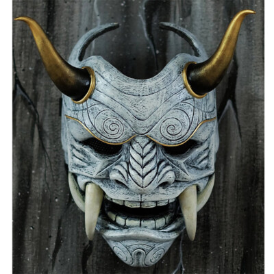 Masque Demi-visage Démon Prajna Japonais - Résine, Taille Unique, Pour Cosplay, Halloween, Fêtes Déguisées - 5