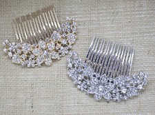 USA Seller high quality SILVER, GOLD tone wedding bridal rhinestone hair comb 44