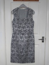 New No Tag Size 10 PLANET Silver Grey Floral  Embroidered Sleeveless Dress Lined