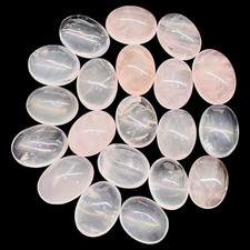 20 Pcs Natural Rose Quartz 16-18mm Oval Cabochon Loose Untreated Gemstones Lot