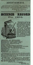 1876 Science Record of 1876 Book by Munn & Co. Advertisement