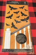 12 Count Paper Crows Halloween Wall Decorations 4 Different Sizes Included 3D