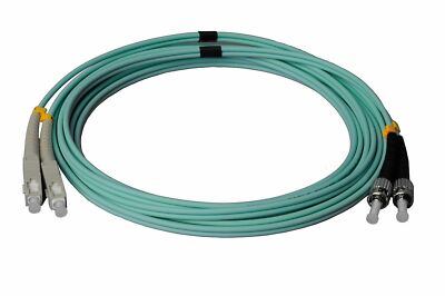 CONBIC  7.5m Fibre Optic ST SC Fibre Patch Cable OM3 Aqua Duplex Double Sheathed