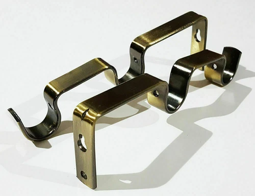 Curtain Pole Bracket Double Rod Wall Bracket Holder Heavy Duty Metal (2 pieces)  - Picture 18 of 18