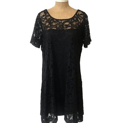 Lane Bryant Black Lace Dress Size 14/16 Stretch Flowy Witchy Boho Midi  Length | eBay