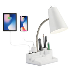 Honoding E26 Desk Lamp 1 Usb Charging Port And 1 Ac Outlet Organizer Base