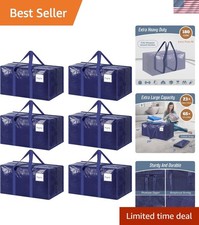 6 Pack Extra Heavy Duty Large Moving Bags with Strong Zipper, Dark Blue Com...