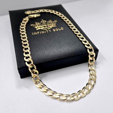 Mens 9ct Gold XP 8mm Gold Curb Chain Short Classic Curb Link 20" Length Plated 