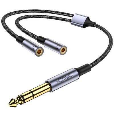 1/4 inch TRS to Dual 1/8 Female Y Cable, 6.35mm to Dual 3.5mm Female Y Splitt...