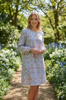 BNWT New Look Paisley Print Shift Dress UK 14 Long Sleeve Open Back Lined - Image 1 of 4