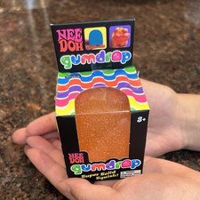 Nee Doh Gumdrop Super Solid Squish Squeeze Toy, Orange, Ages 3-4