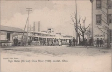 Ironton Ohio River 1901 Flood Buffalo Bill Sign Bicycle Rotograph postcard AQ7